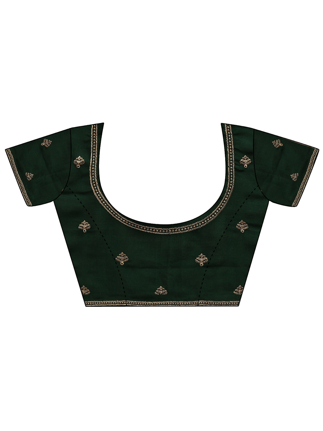 Green Embroidered Silk Blend Saree With Unstitched Blouse Piece