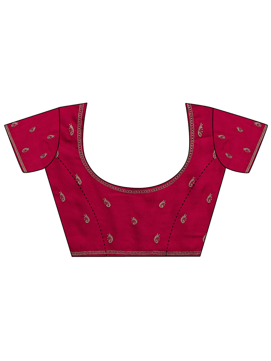 Pink Paisley Embroidered Silk Blend Saree With Unstitched Blouse Piece