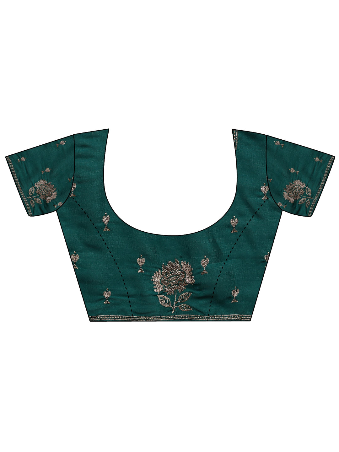 Green Embroidered Silk Blend Saree With Unstitched Blouse Piece