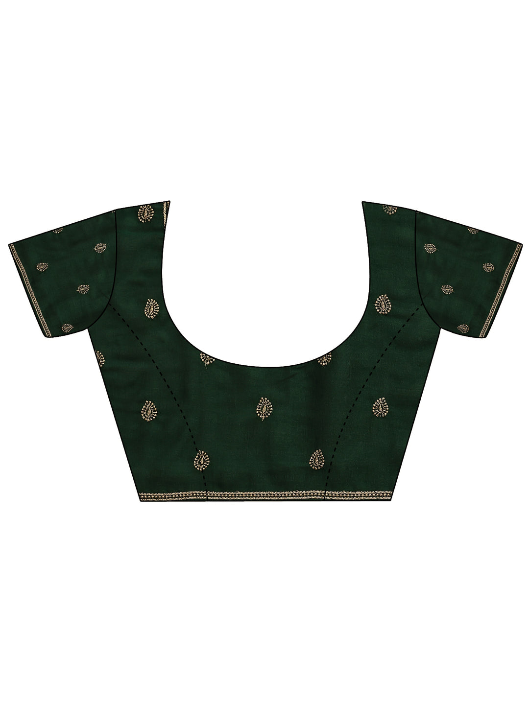 Green Embroidered Silk Blend Saree With Unstitched Blouse Piece