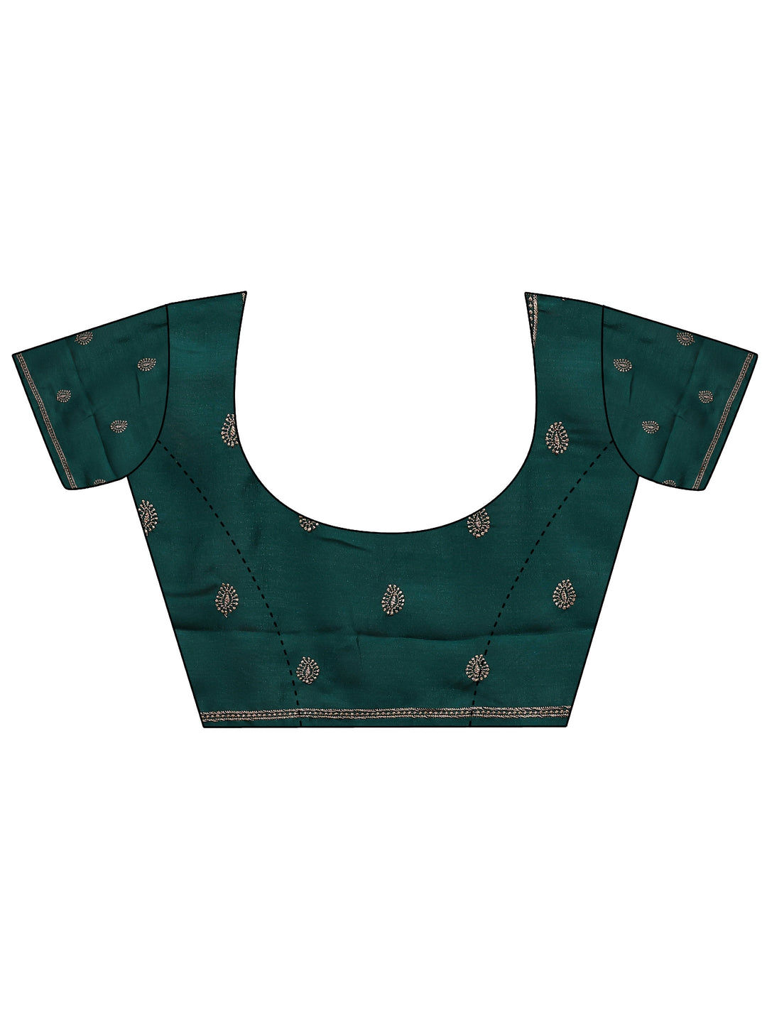 Green Embroidered Silk Blend Saree With Unstitched Blouse Piece