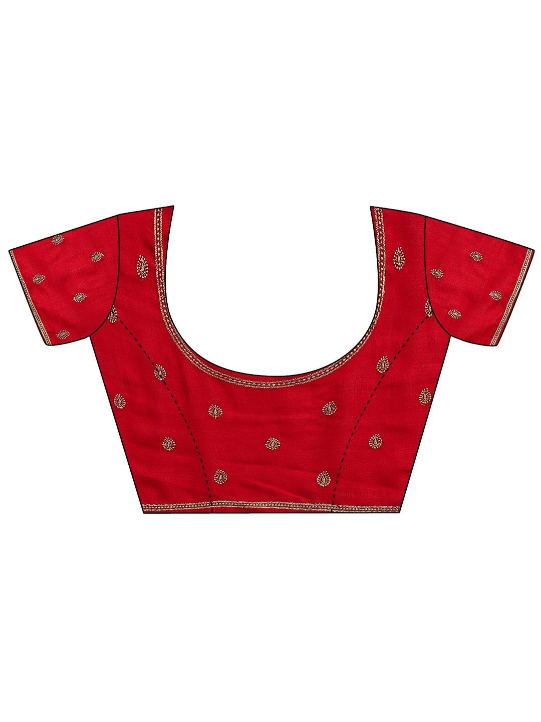 Red Embroidered Silk Blend Saree With Unstitched Blouse Piece