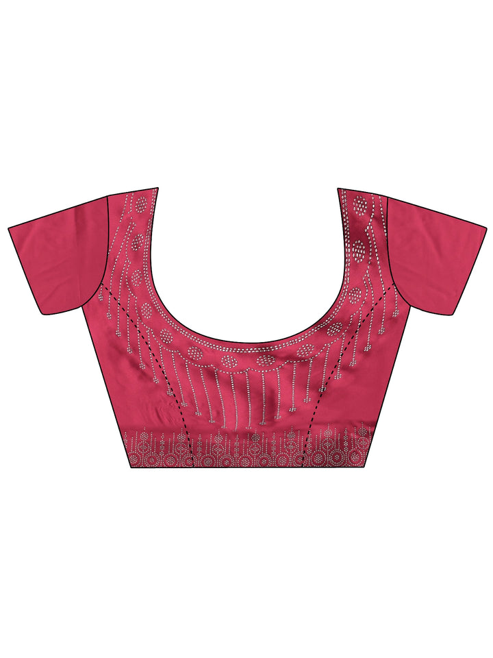 Maroon Embellished Silk Blend Saree With Unstitched Blouse Piece