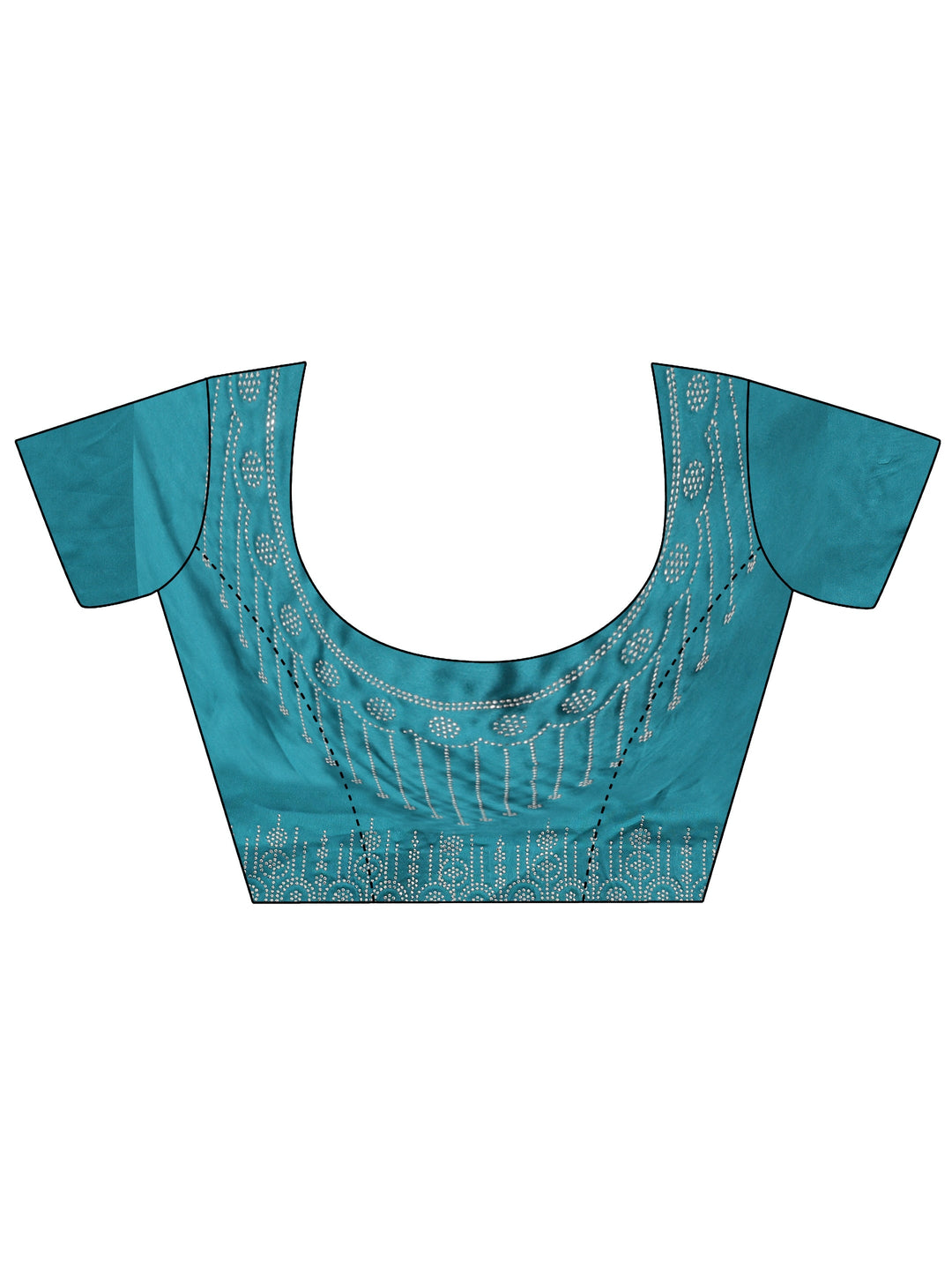 Blue Embellished Silk Blend Saree With Unstitched Blouse Piece