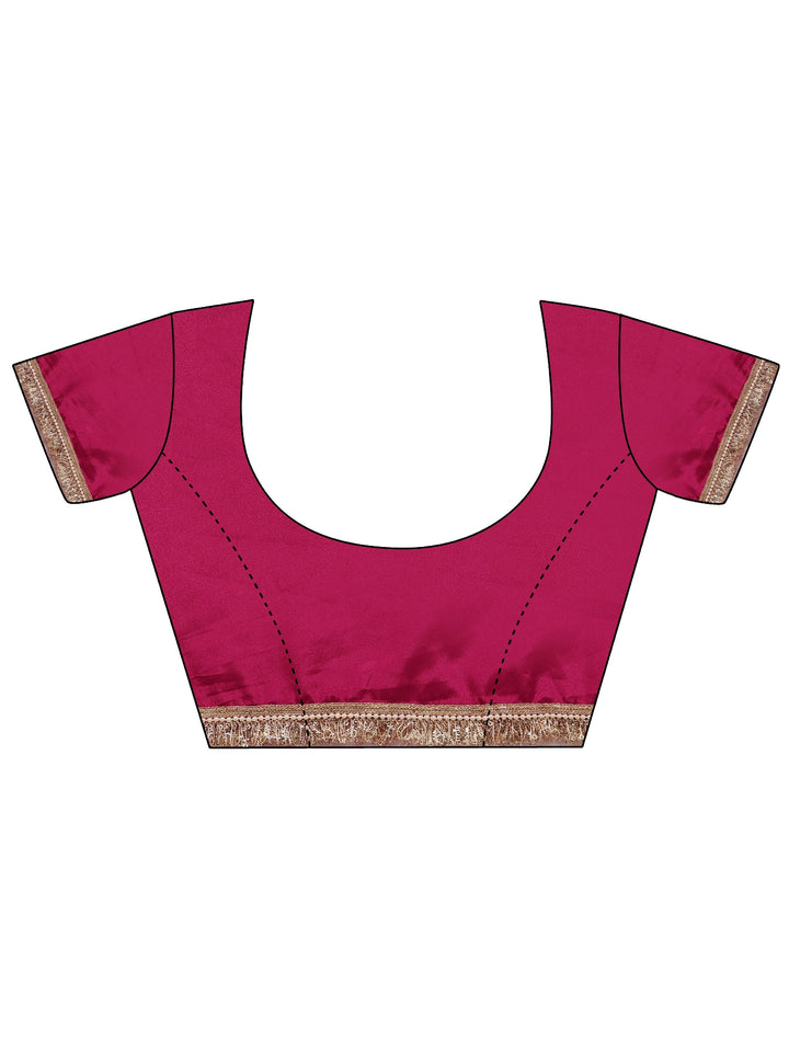 Pink Embellished Silk Blend Saree With Unstitched Blouse Piece