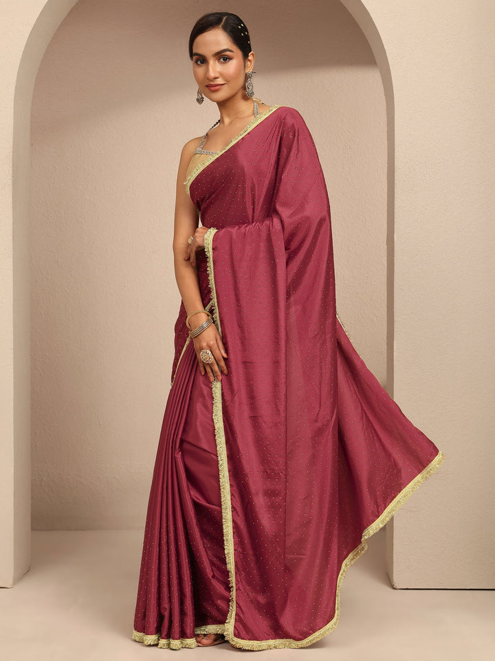 Brown Embellished Silk Blend Saree With Unstitched Blouse Piece