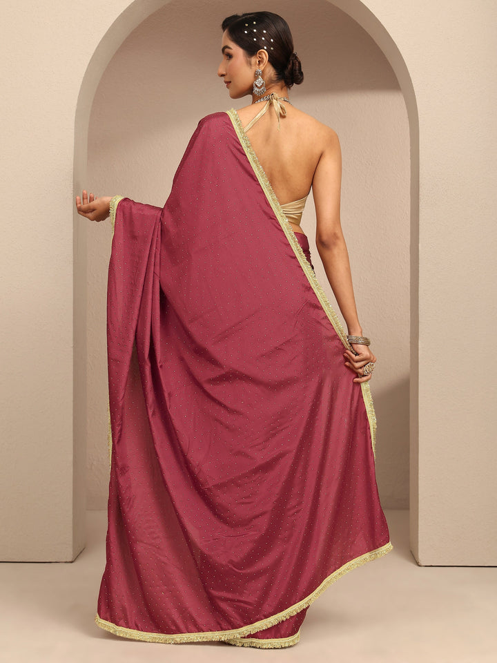 Brown Embellished Silk Blend Saree With Unstitched Blouse Piece