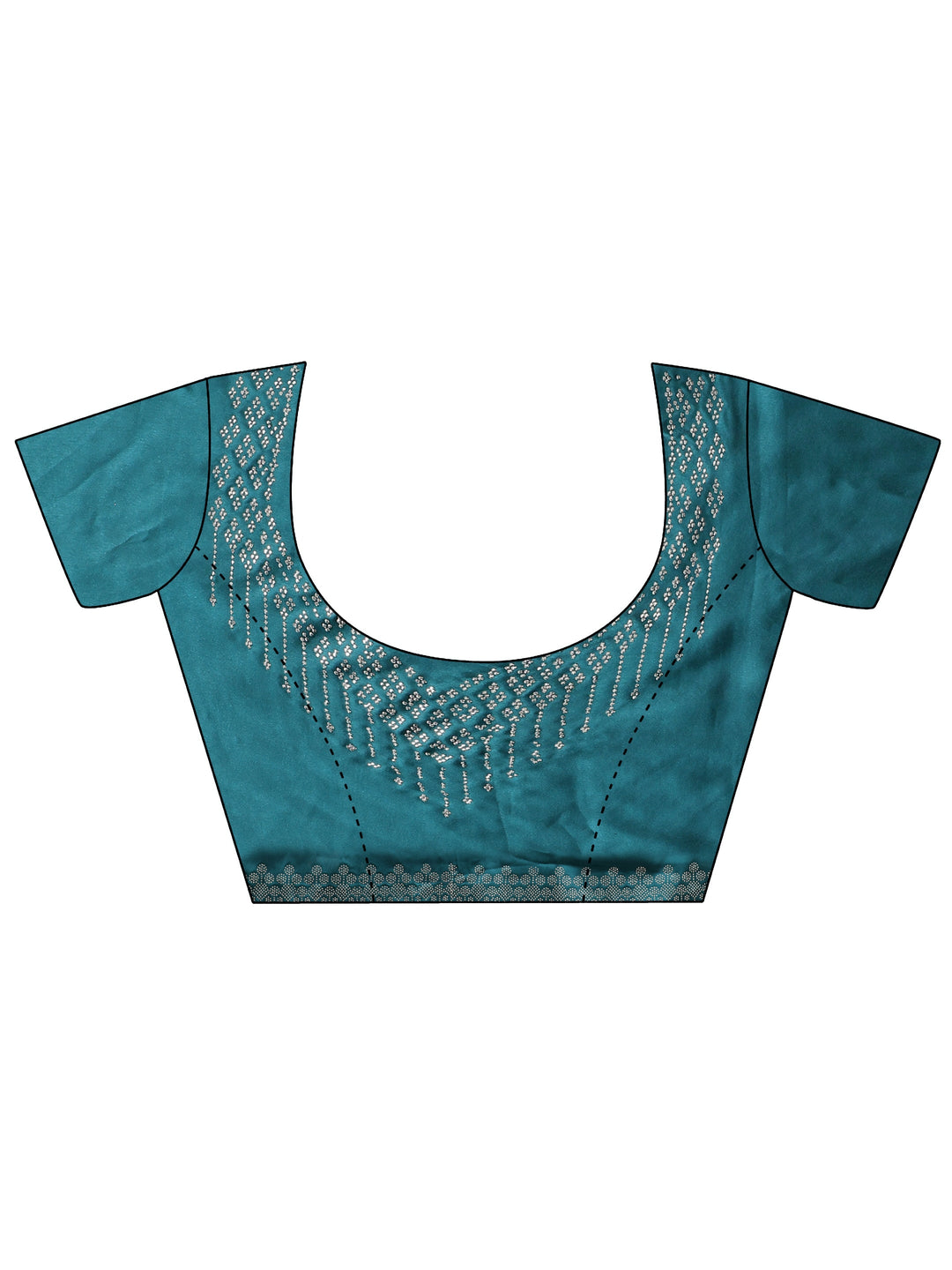 Blue Embellished Silk Blend Saree With Unstitched Blouse Piece