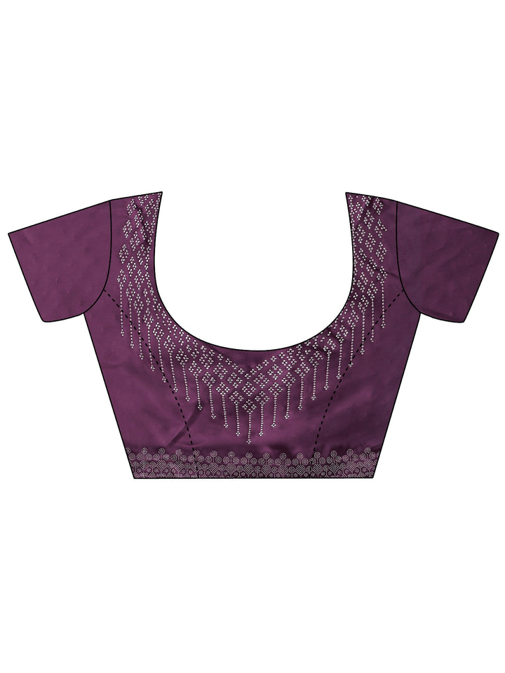 Burgundy Embellished Silk Blend Saree With Unstitched Blouse Piece
