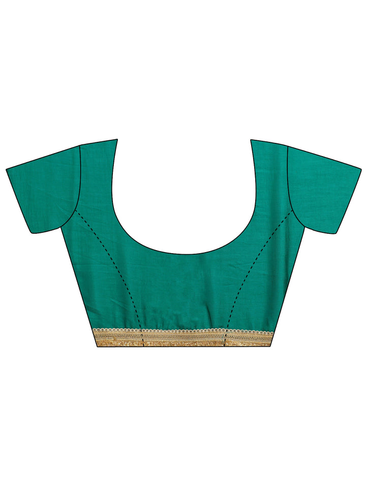 Blue Tribal Printed Silk Blend Saree With Unstitched Blouse Piece