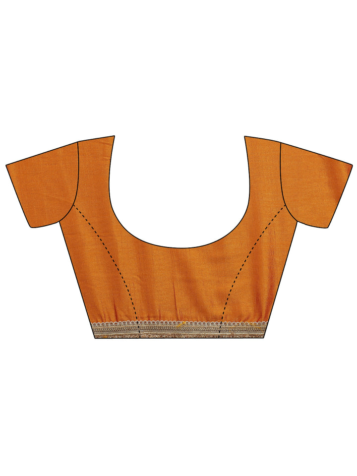 Libas Mustard Tribal Printed Silk Blend Saree With Unstitched Blouse Piece