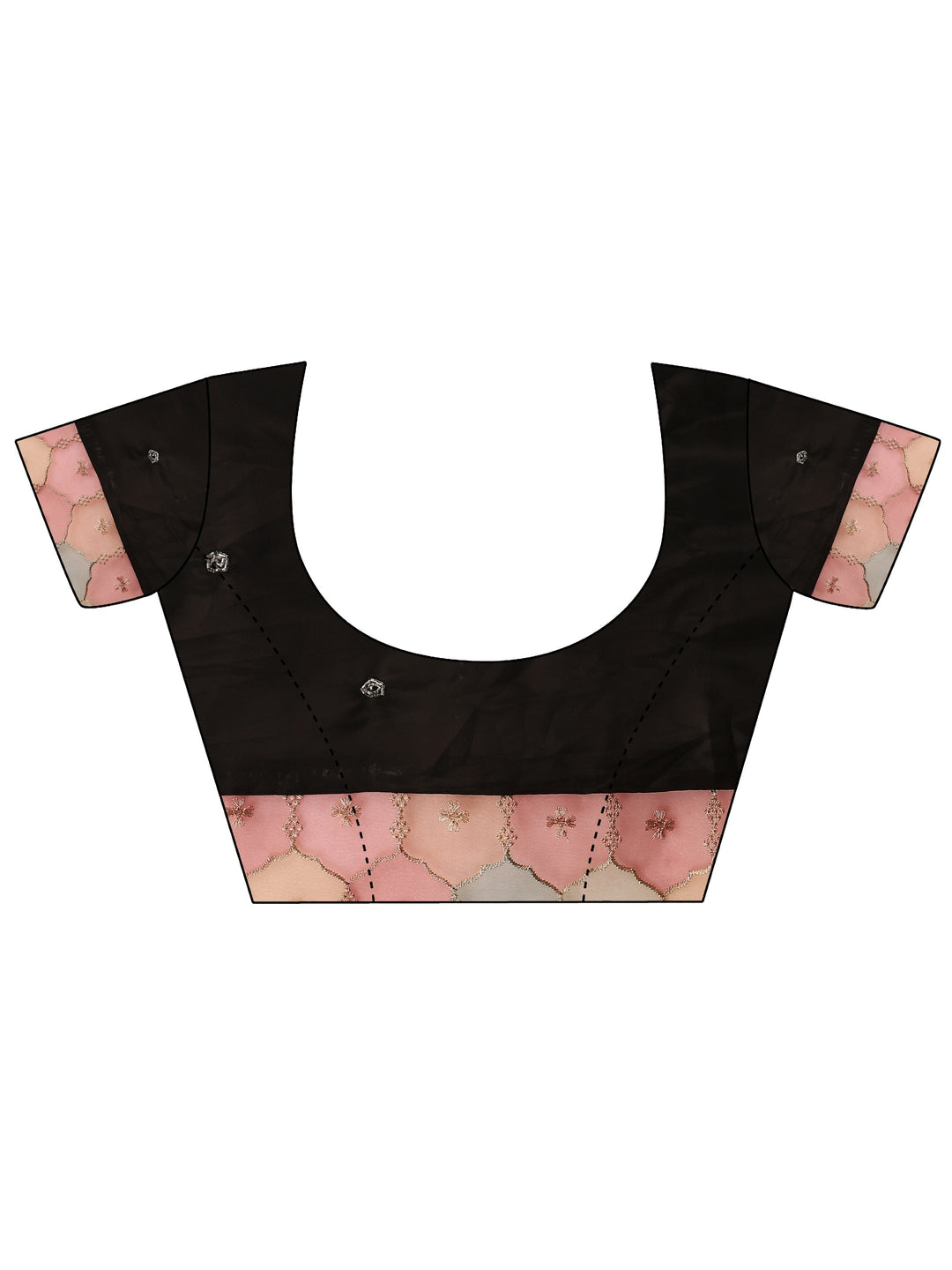 Black Geometric Embellished Silk Blend Saree With Unstitched Blouse Piece