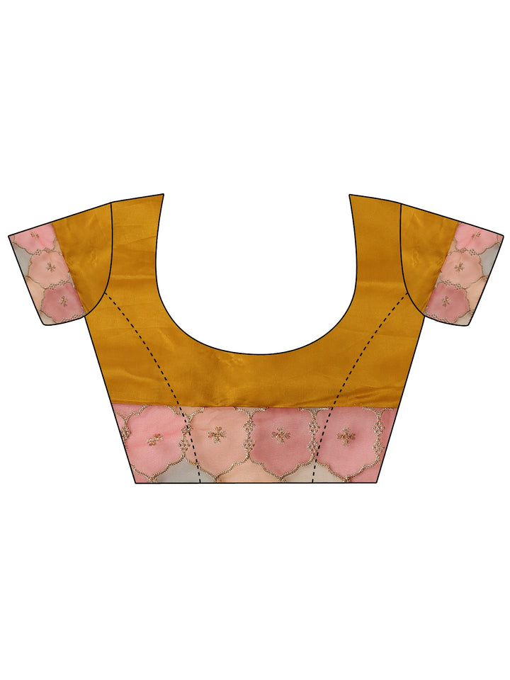 Mustard Geometric Embellished Silk Blend Saree With Unstitched Blouse Piece