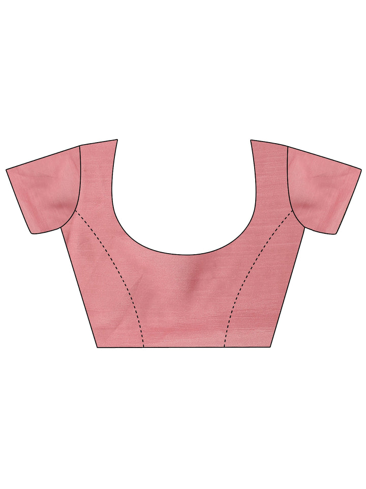 Peach Embellished Silk Blend Saree With Unstitched Blouse Piece