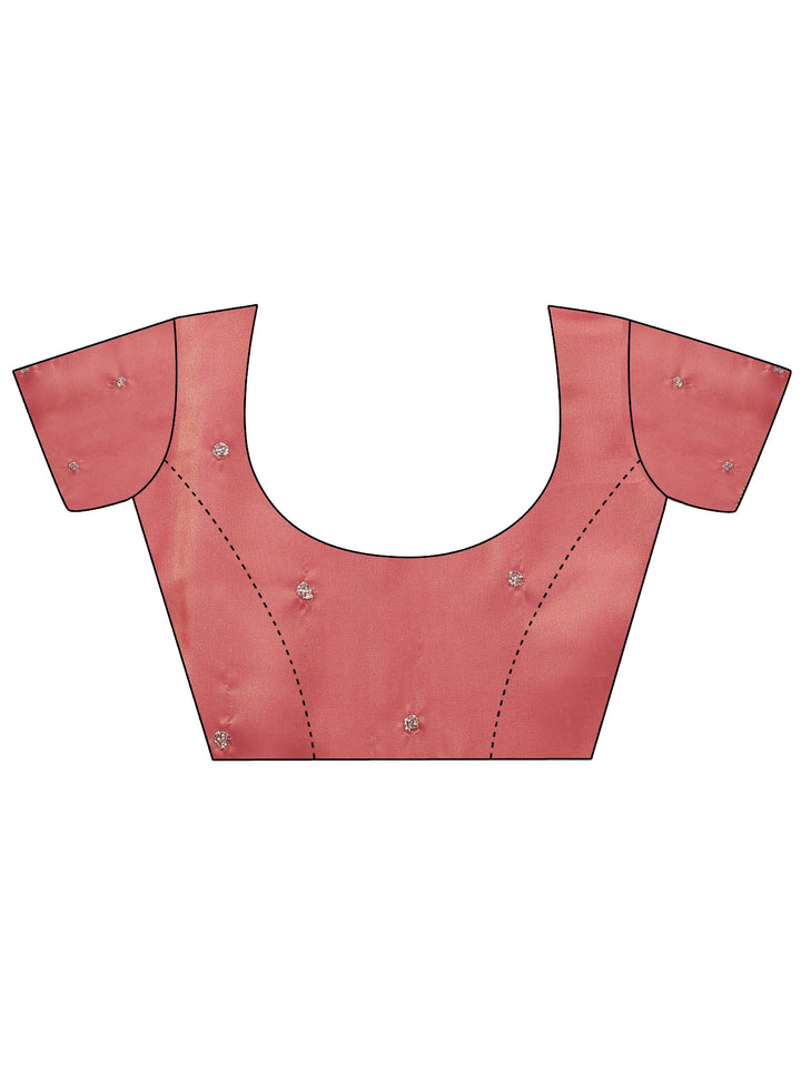 Pink Embellished Silk Blend Saree With Unstitched Blouse Piece