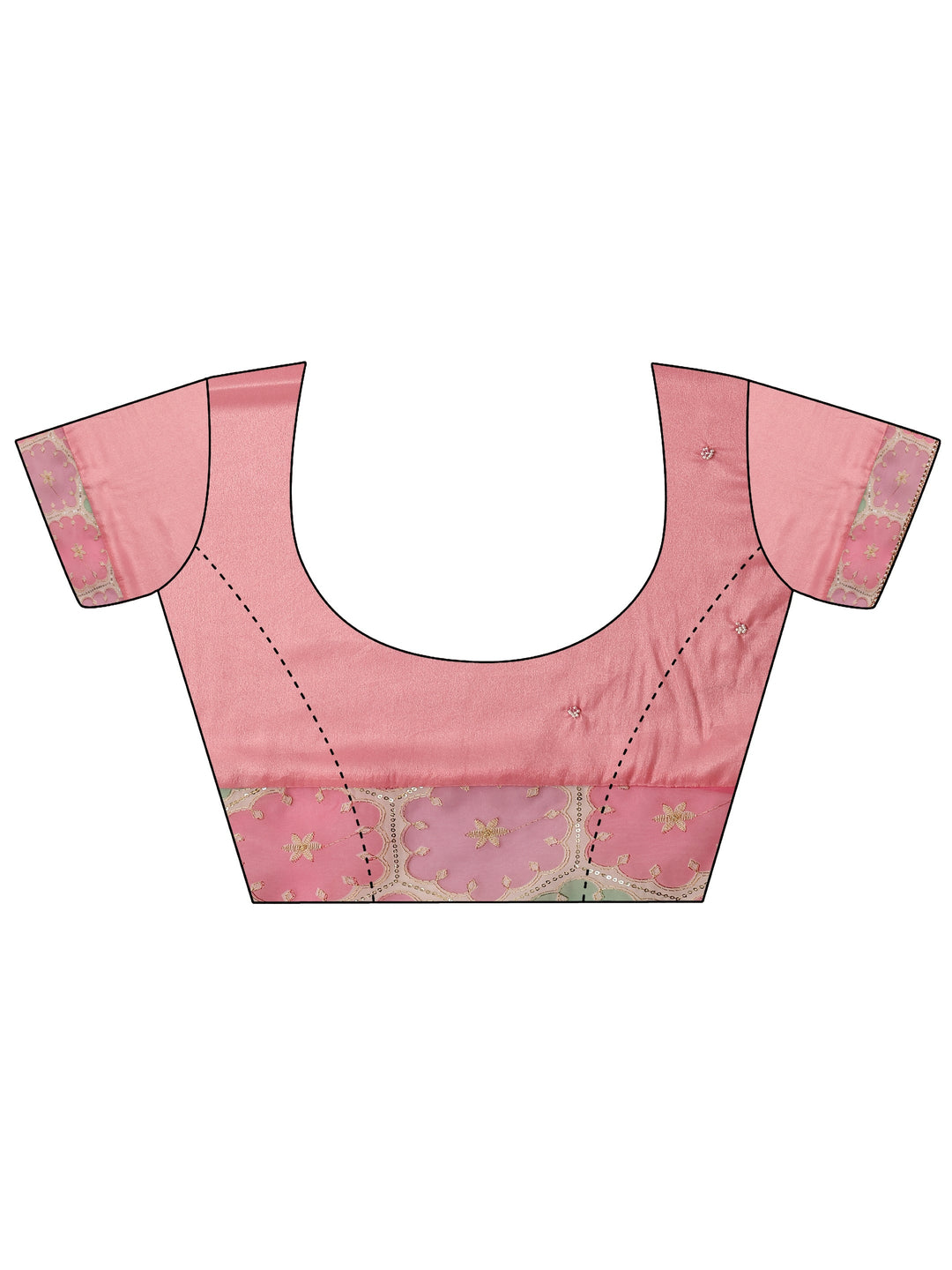 Pink Geometric Embellished Silk Blend Saree With Unstitched Blouse Piece