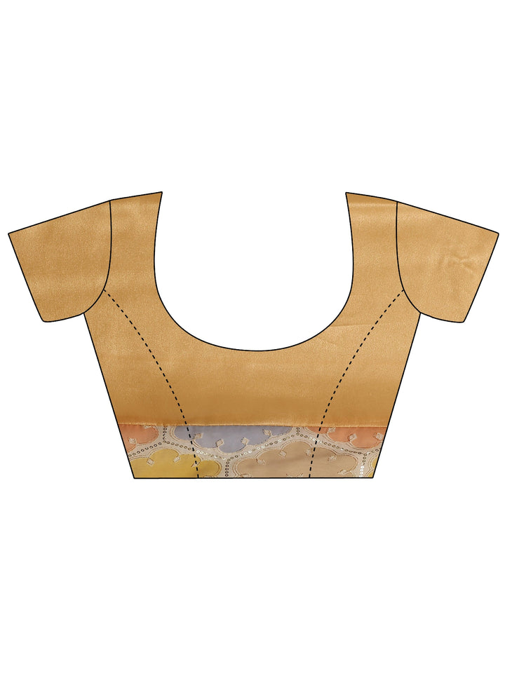 Yellow Geometric Embellished Silk Blend Saree With Unstitched Blouse Piece