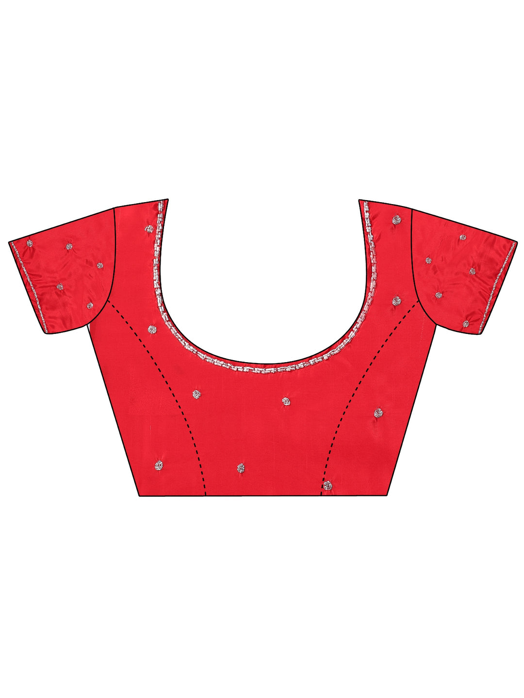 Red Embellished Silk Blend Saree With Unstitched Blouse Piece