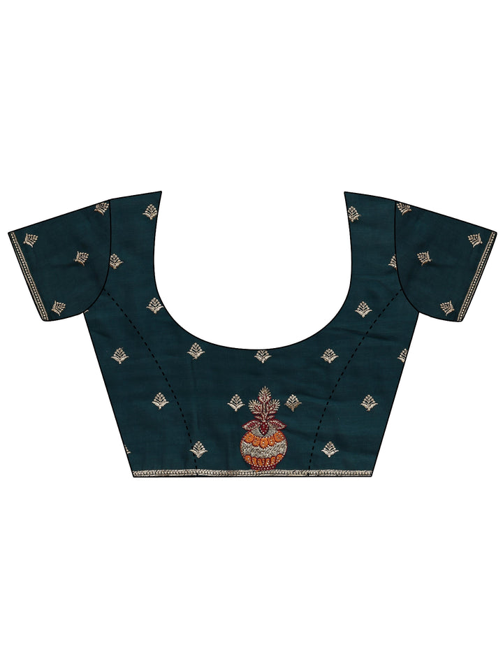 Maroon Bandhani Printed Silk Blend Saree With Unstitched Blouse Piece