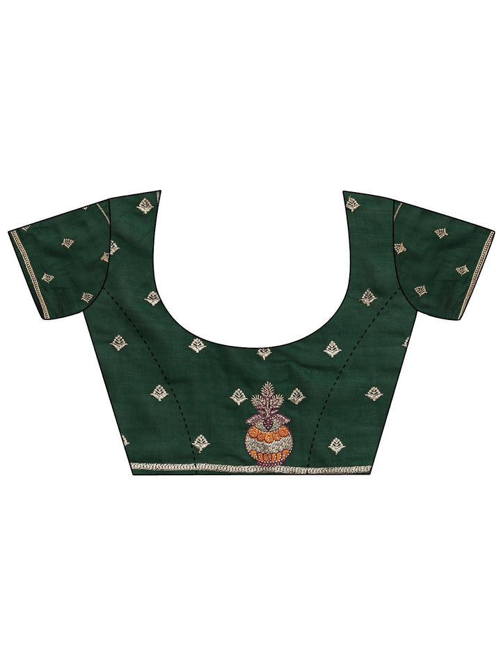 Burgundy Bandhani Printed Silk Blend Saree With Unstitched Blouse Piece