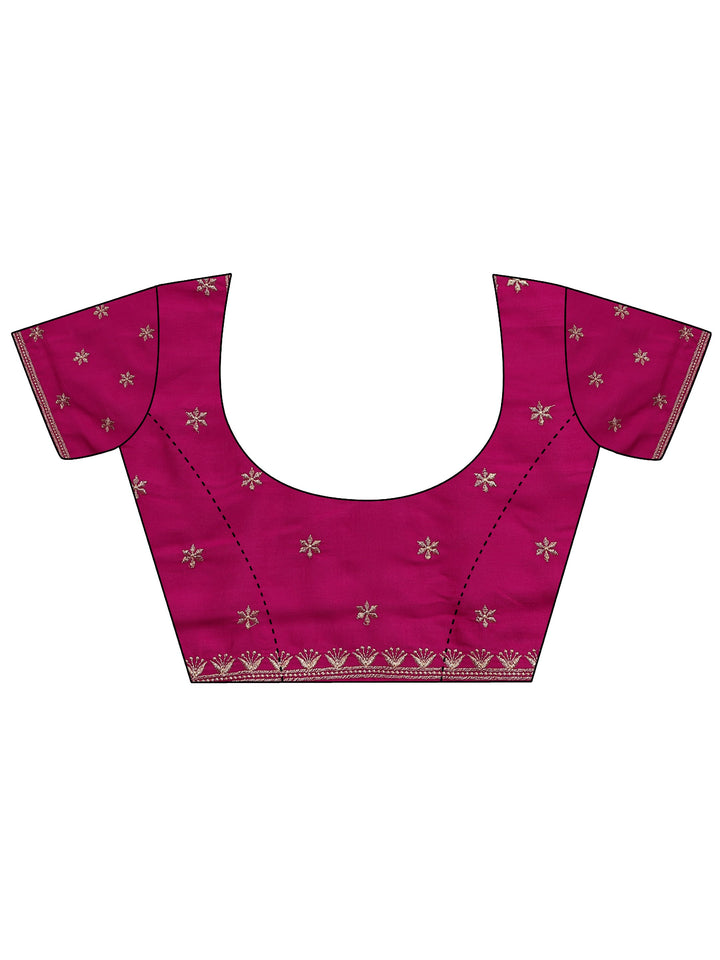 Pink Embellished Silk Blend Saree With Unstitched Blouse Piece