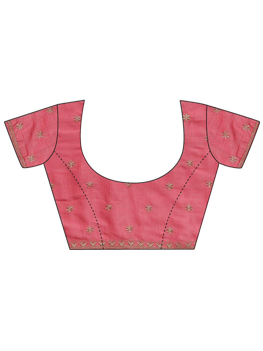 Coral Embellished Silk Blend Saree With Unstitched Blouse Piece