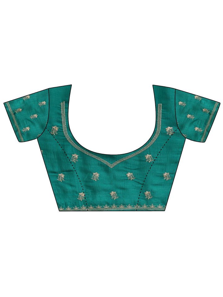 Green Embellished Silk Blend Saree With Unstitched Blouse Piece