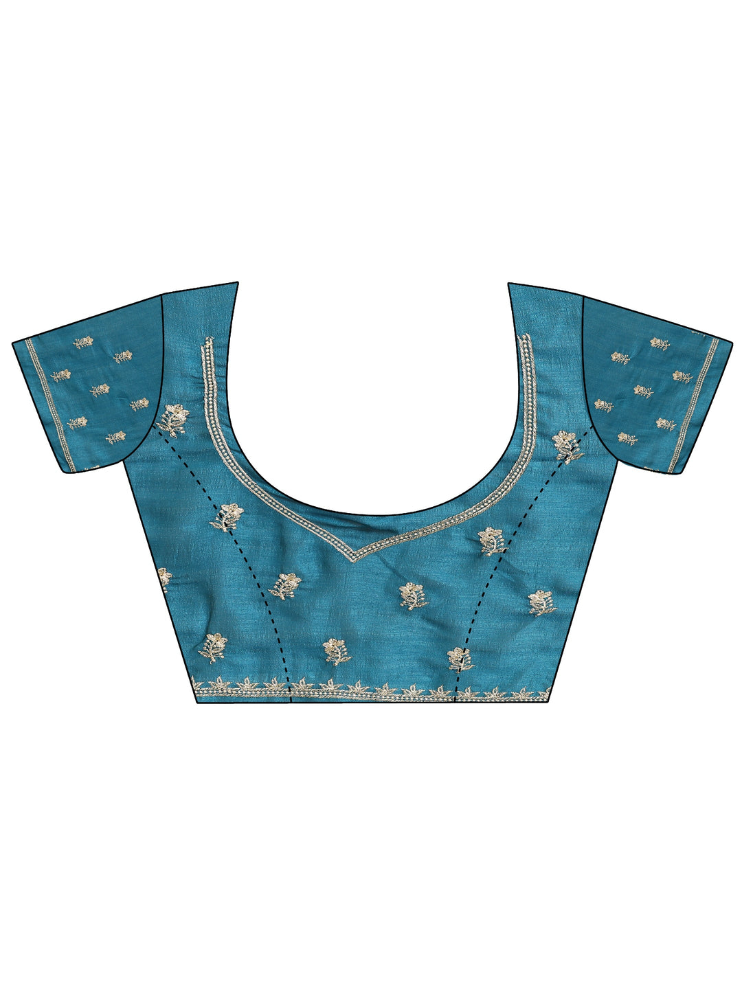 Blue Embellished Silk Blend Saree With Unstitched Blouse Piece