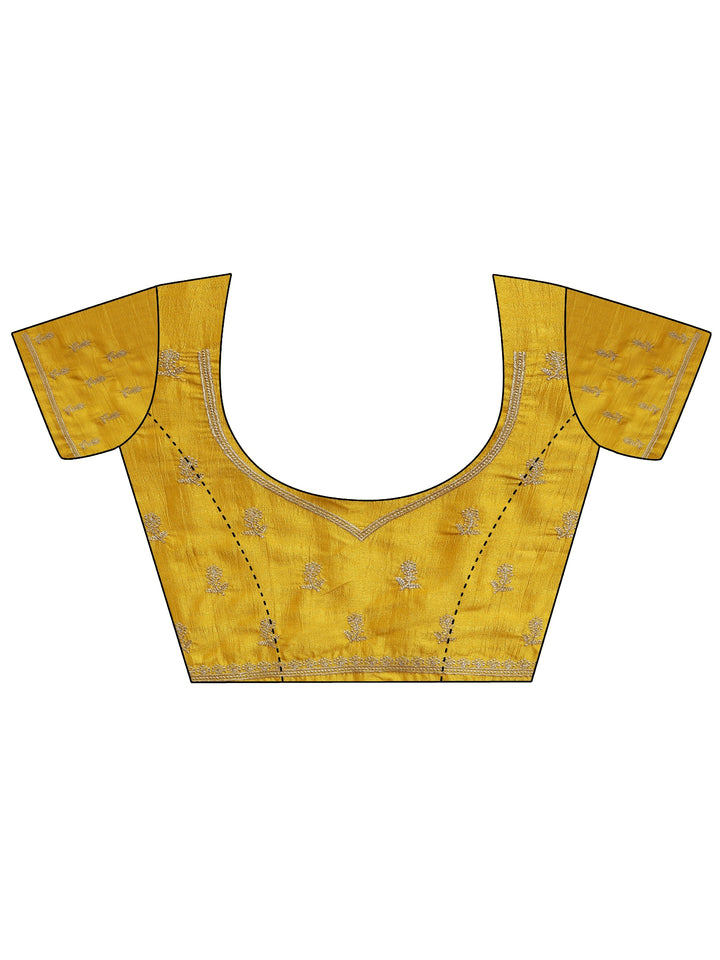 Mustard Embellished Silk Blend Saree With Unstitched Blouse Piece