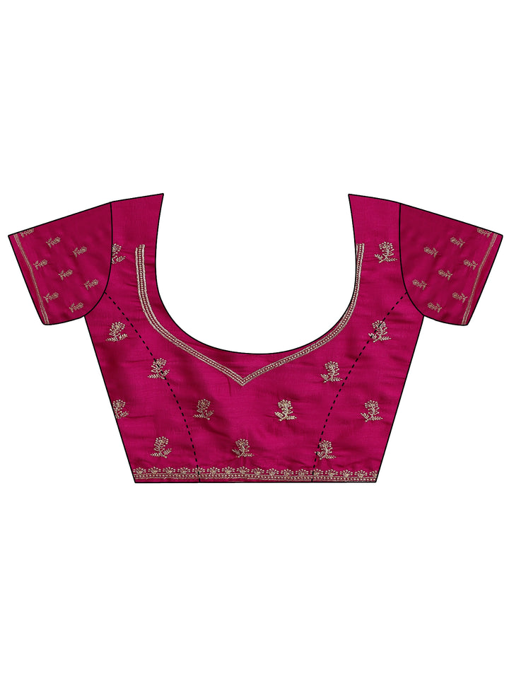 Pink Embellished Silk Blend Saree With Unstitched Blouse Piece