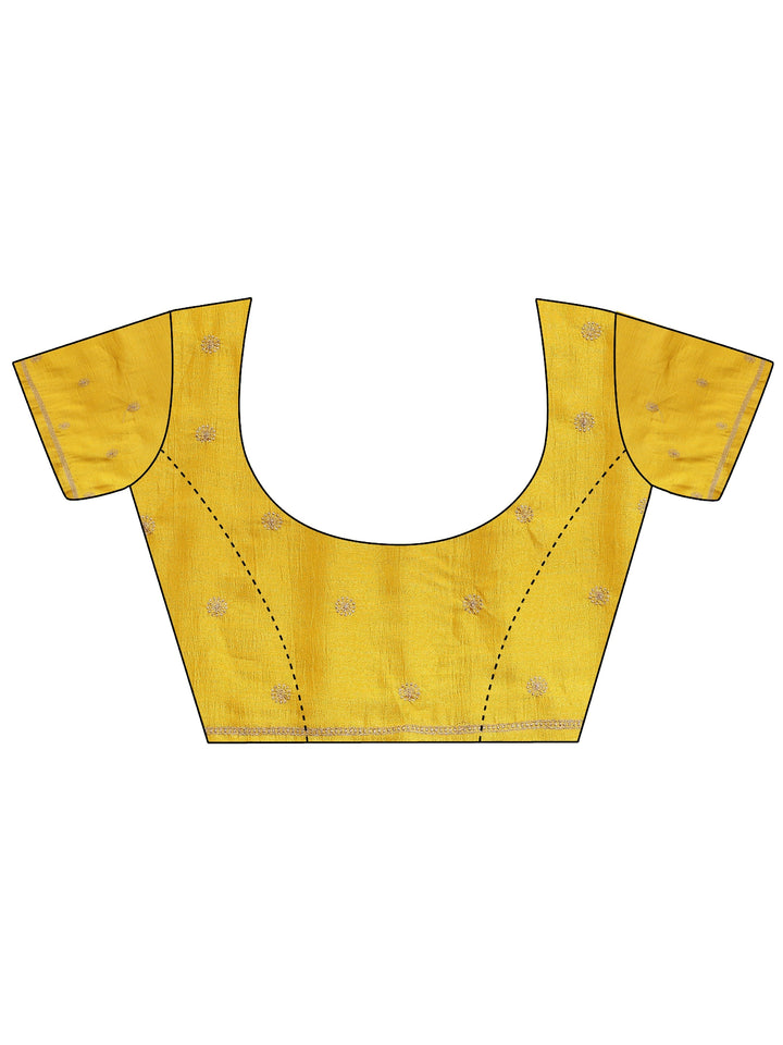 Mustard Embellished Silk Blend Saree With Unstitched Blouse Piece