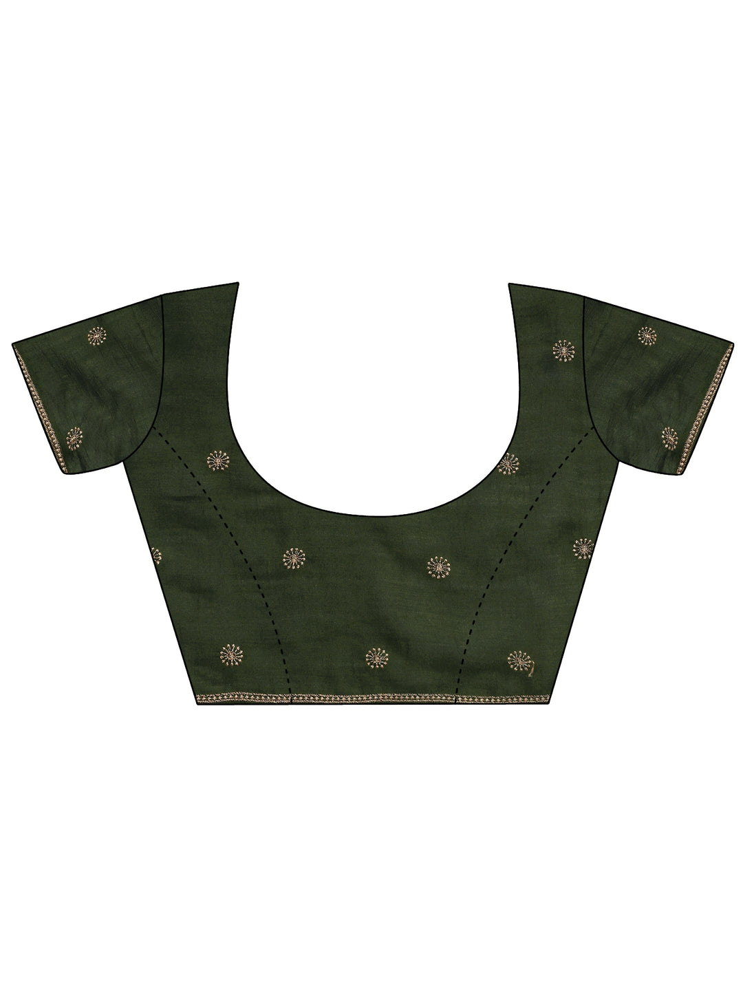 Green Embellished Silk Blend Saree With Unstitched Blouse Piece