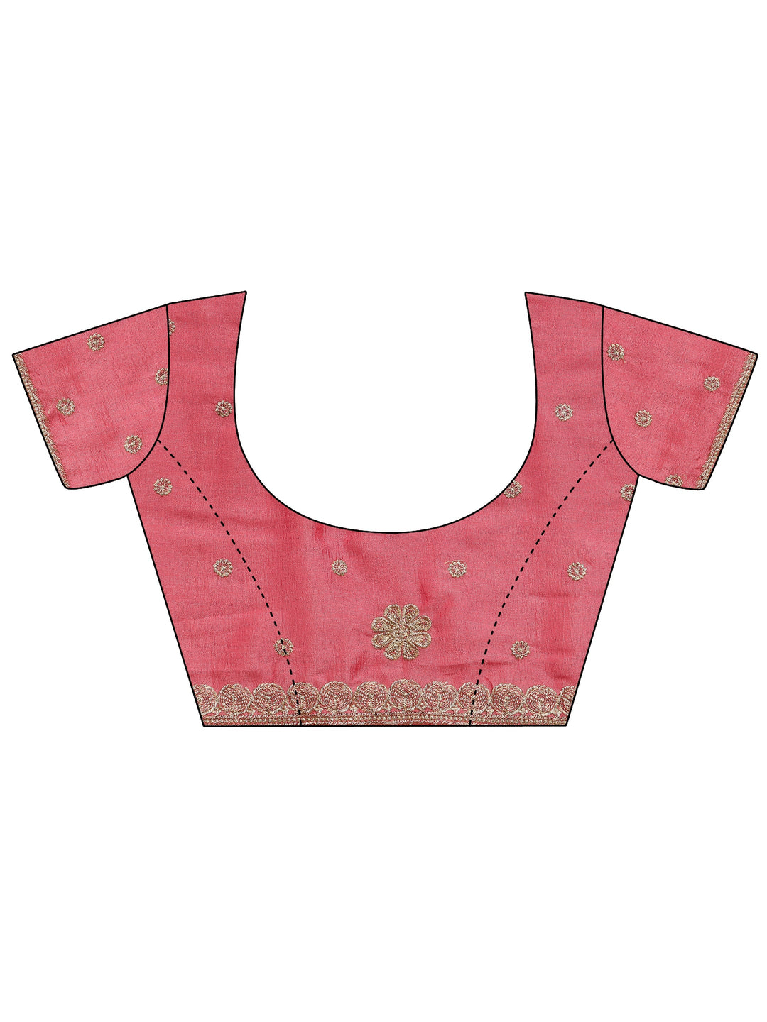 Coral Embroidered Silk Blend Saree With Unstitched Blouse Piece