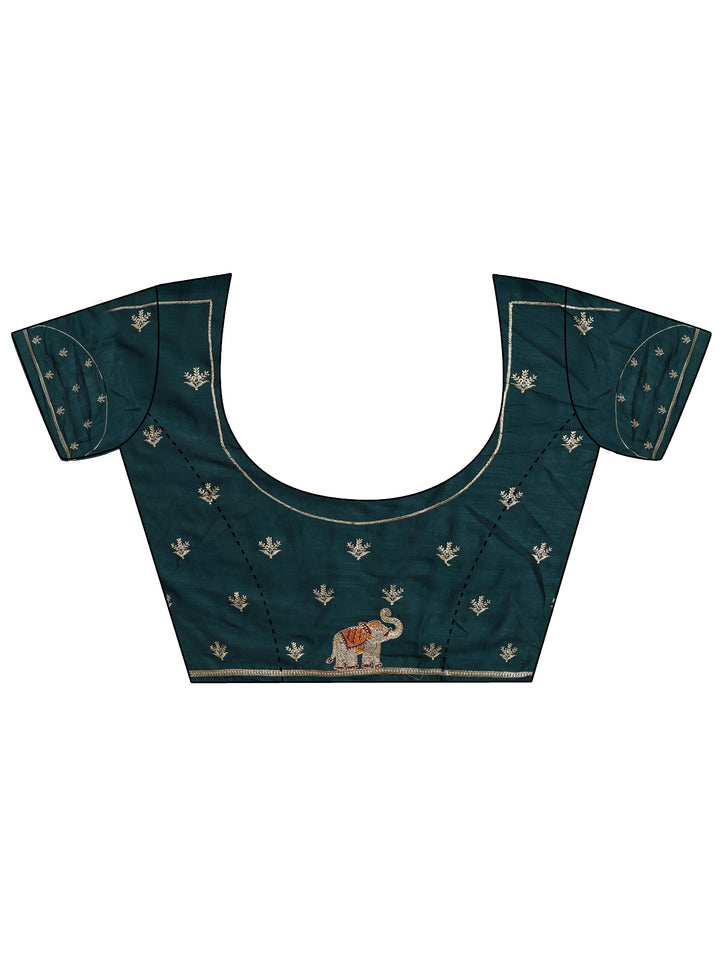 Maroon Bandhani Printed Silk Blend Saree With Unstitched Blouse Piece