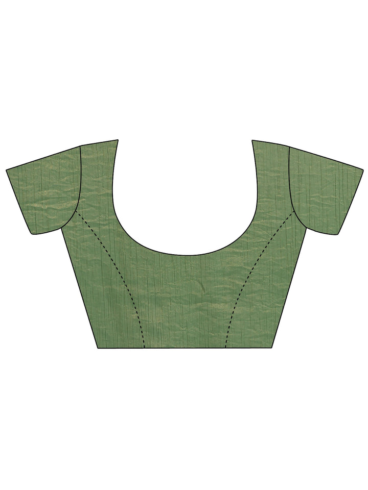 Green Embellished Silk Blend Saree With Unstitched Blouse Piece