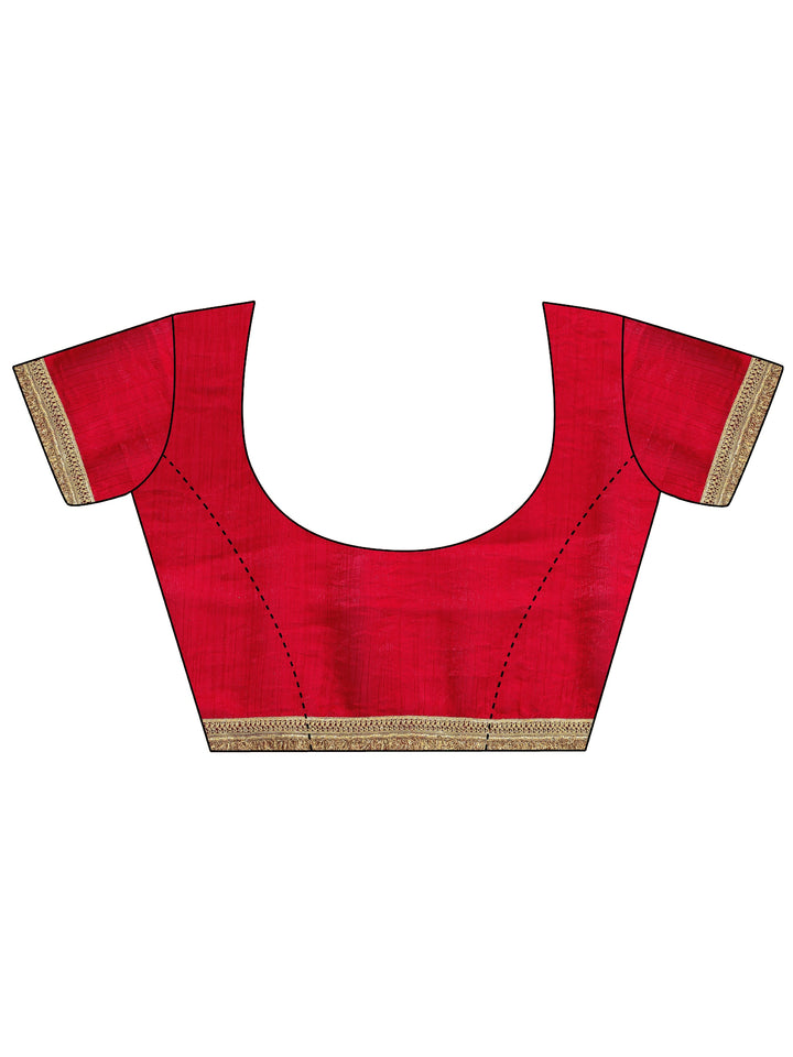 Libas Red Embellished Silk Blend Saree With Unstitched Blouse Piece