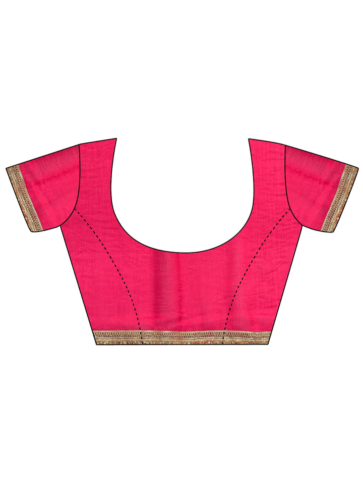 Pink Embellished Silk Blend Saree With Unstitched Blouse Piece