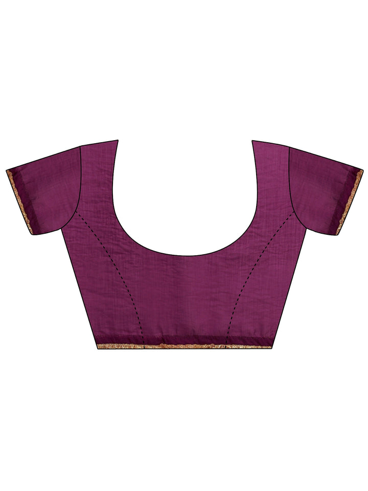 Maroon Embellished Silk Blend Saree With Unstitched Blouse Piece