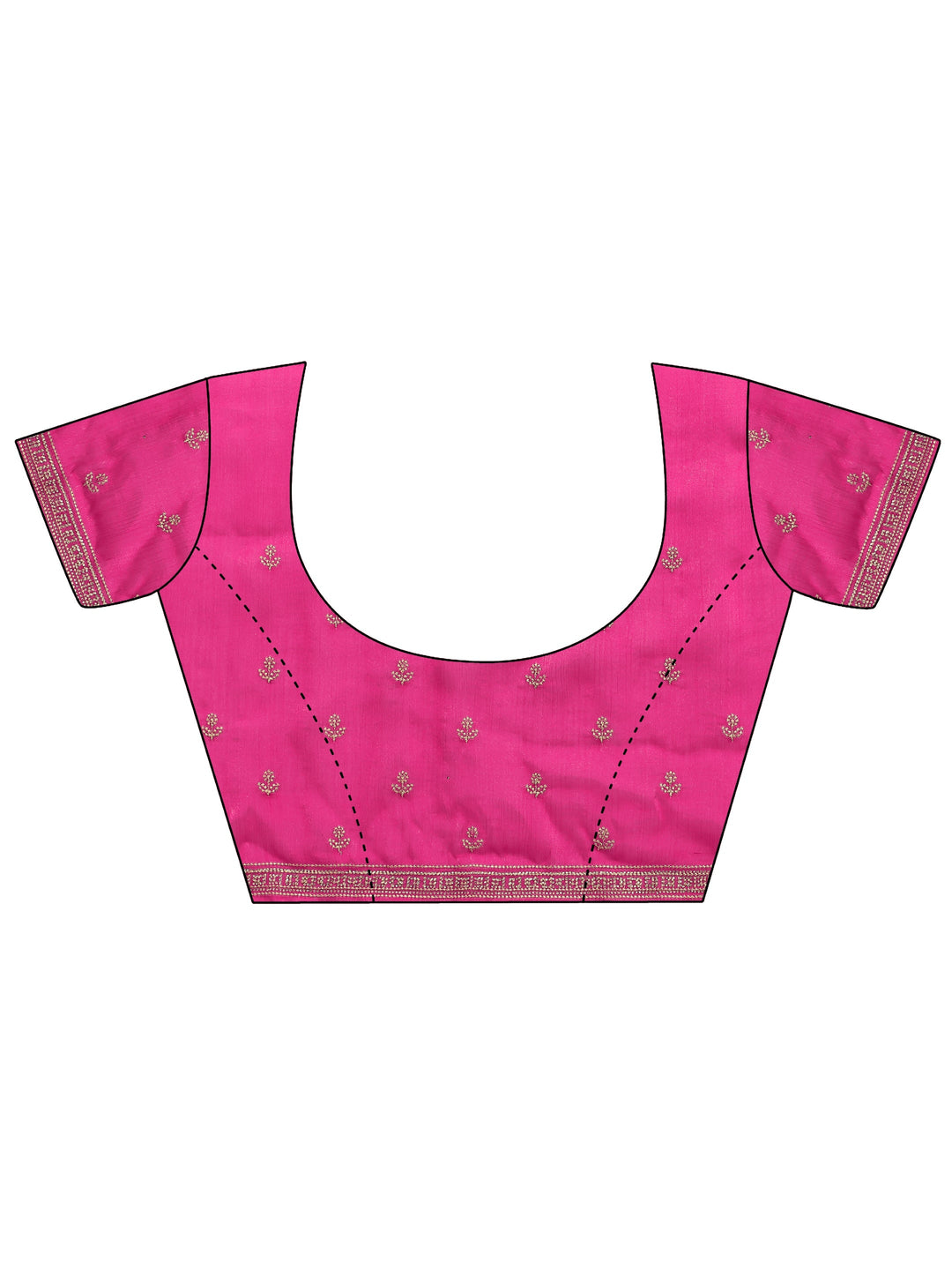 Pink Embellished Silk Blend Saree With Unstitched Blouse Piece