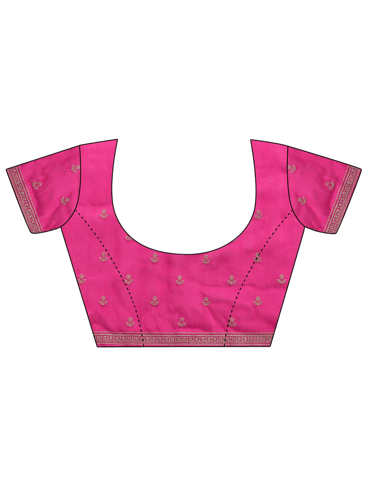 Pink Embellished Silk Blend Saree With Unstitched Blouse Piece