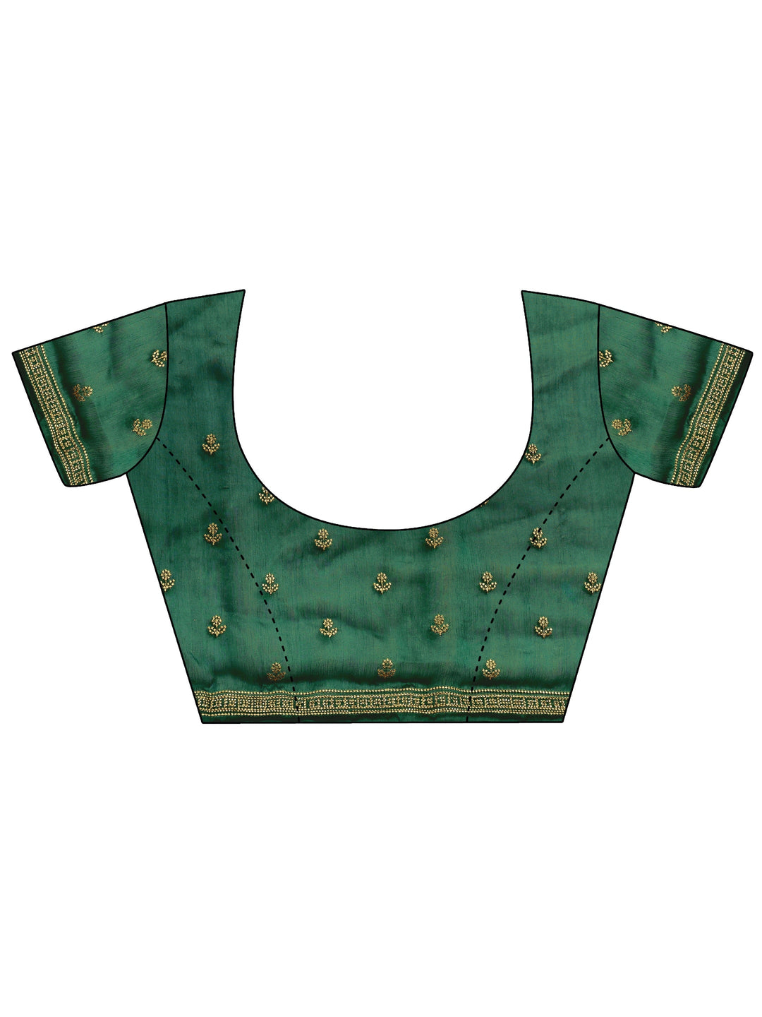 Green Embellished Silk Blend Saree With Unstitched Blouse Piece