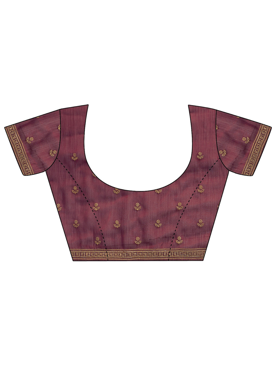 Maroon Embellished Silk Blend Saree With Unstitched Blouse Piece