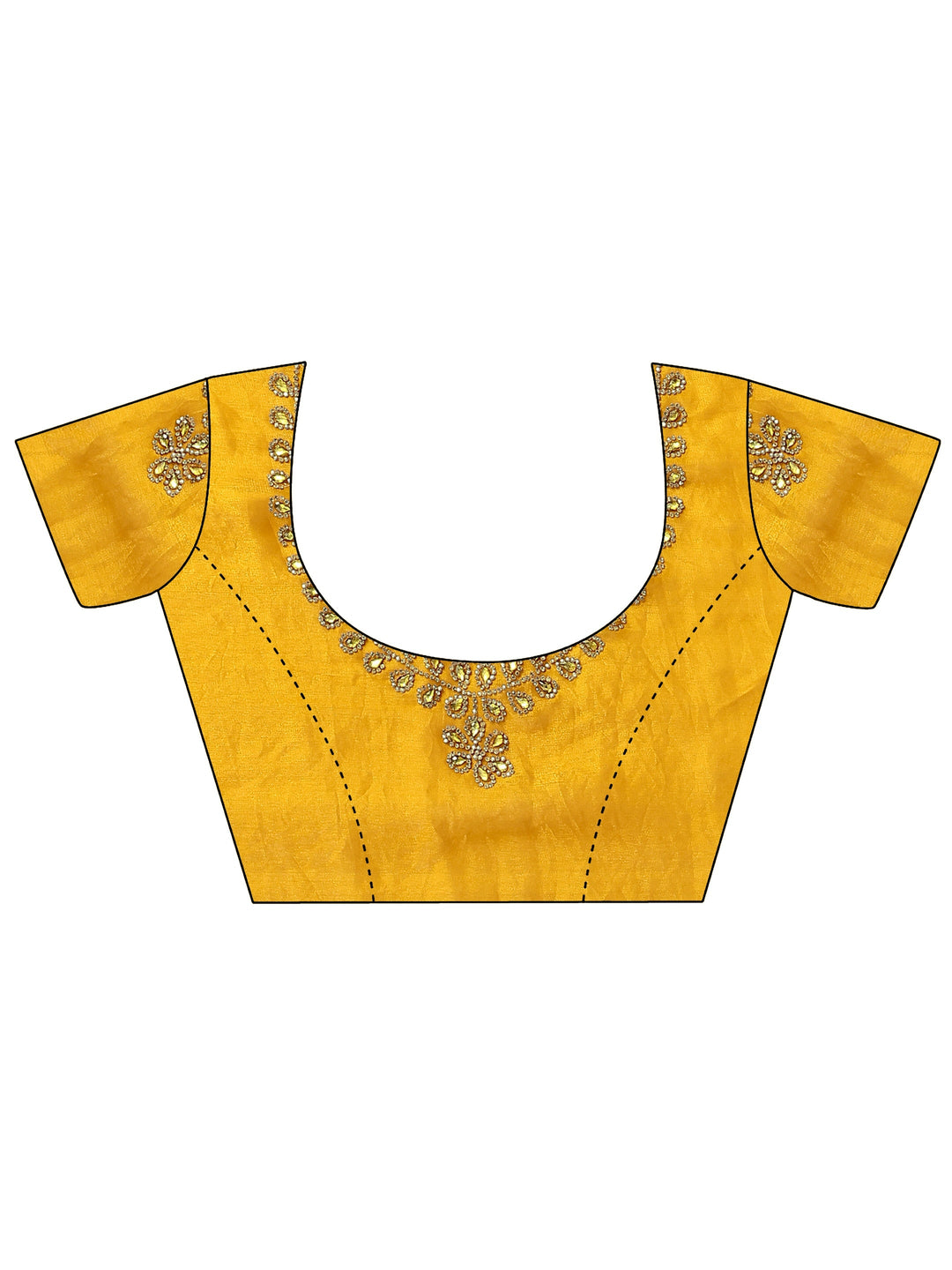 Mustard Embellished Silk Blend Saree With Unstitched Blouse Piece