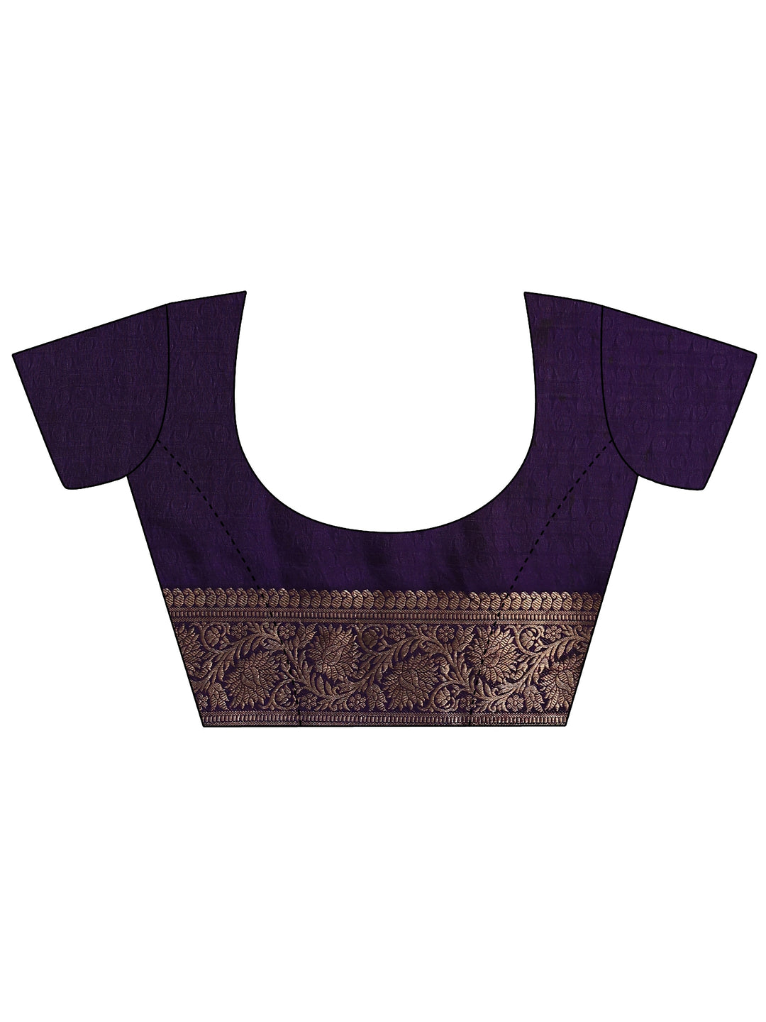 Purple Printed Silk Blend Saree With Unstitched Blouse Piece