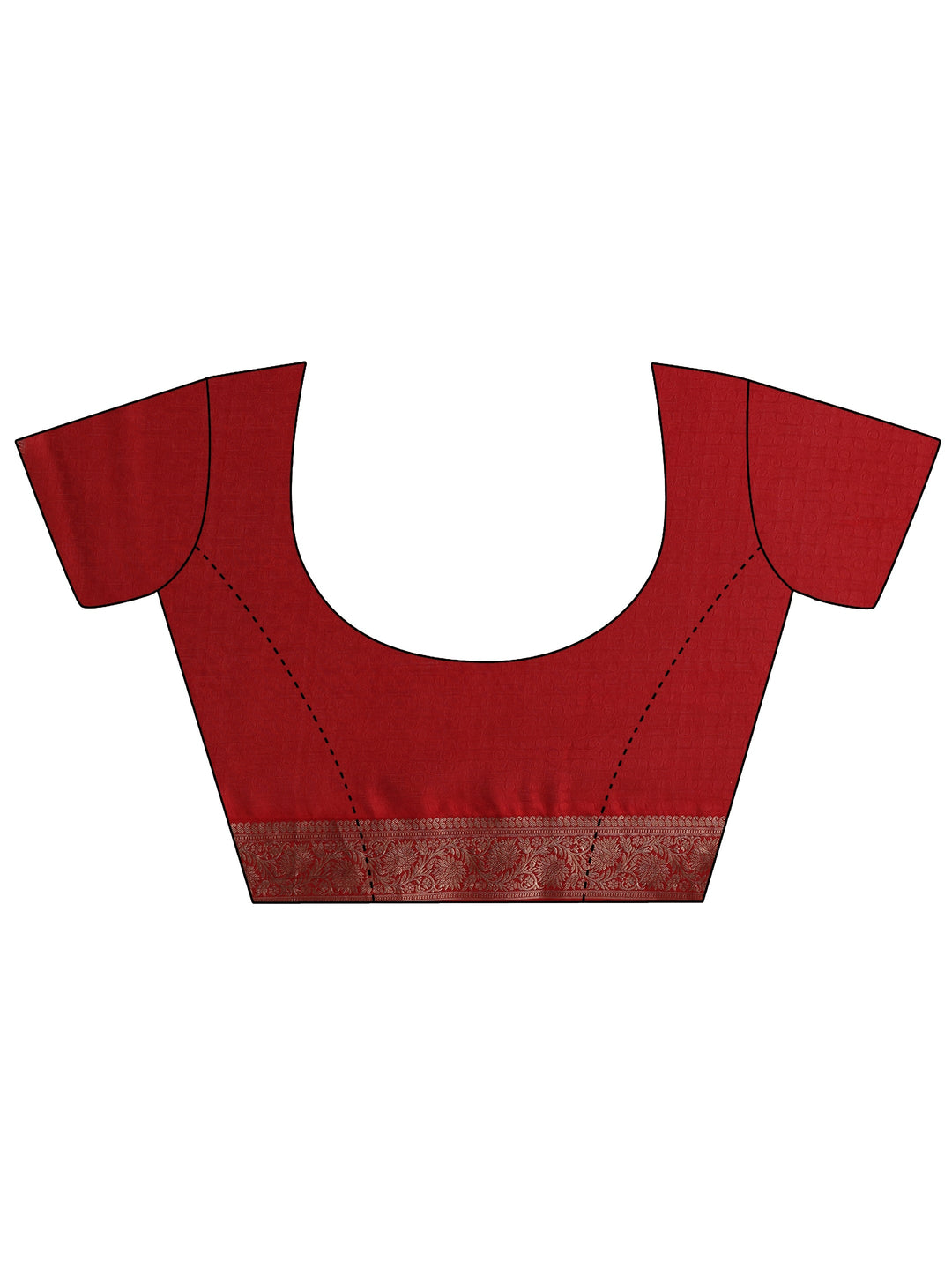 Red Printed Silk Blend Saree With Unstitched Blouse Piece