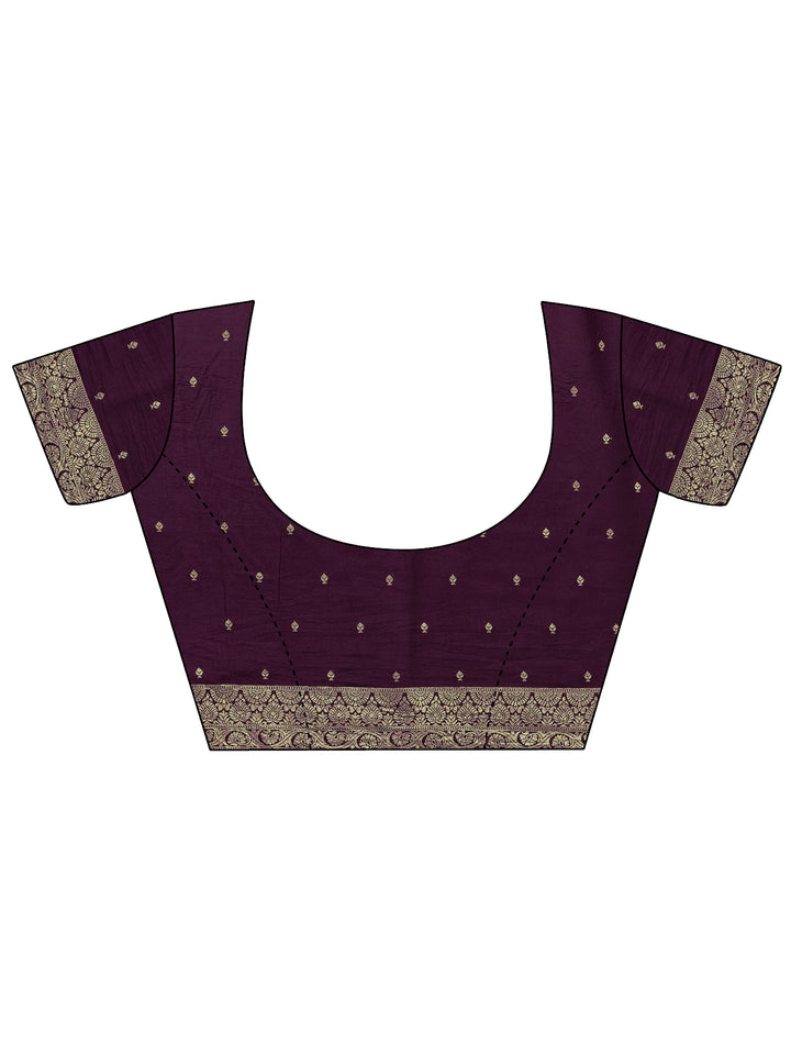 Purple Woven Design Silk Blend Banarasi Saree With Unstitched Blouse Piece