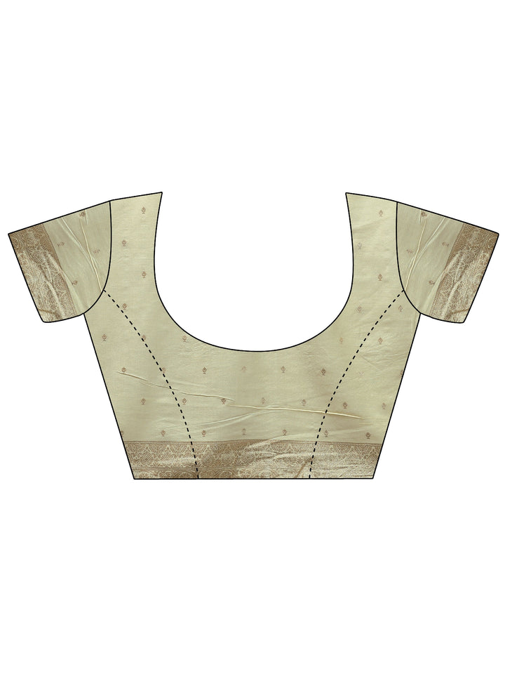 Beige Woven Design Silk Blend Saree With Unstitched Blouse Piece