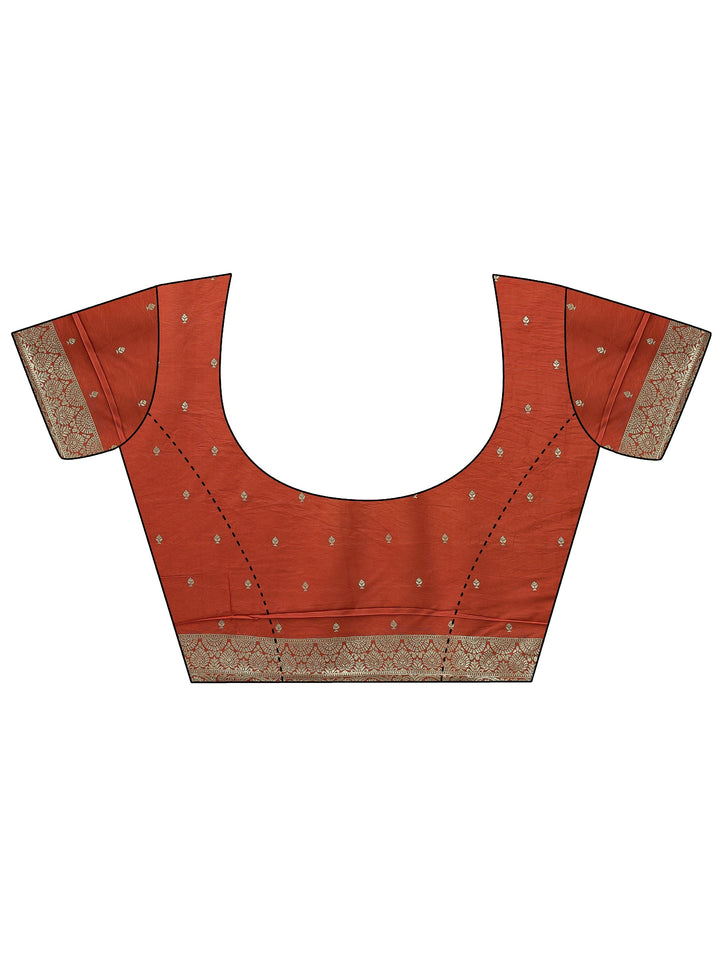 Orange Woven Design Silk Blend Saree With Unstitched Blouse Piece