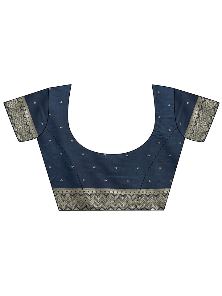 Blue Woven Design Silk Blend Saree With Unstitched Blouse Piece
