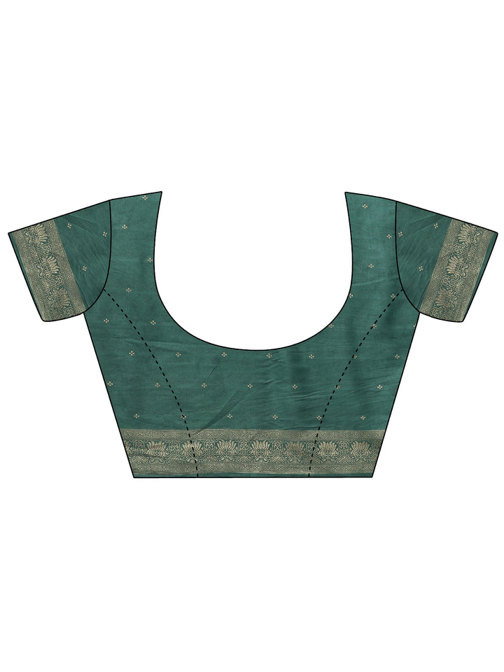 Teal Woven Design Silk Blend Saree With Unstitched Blouse Piece